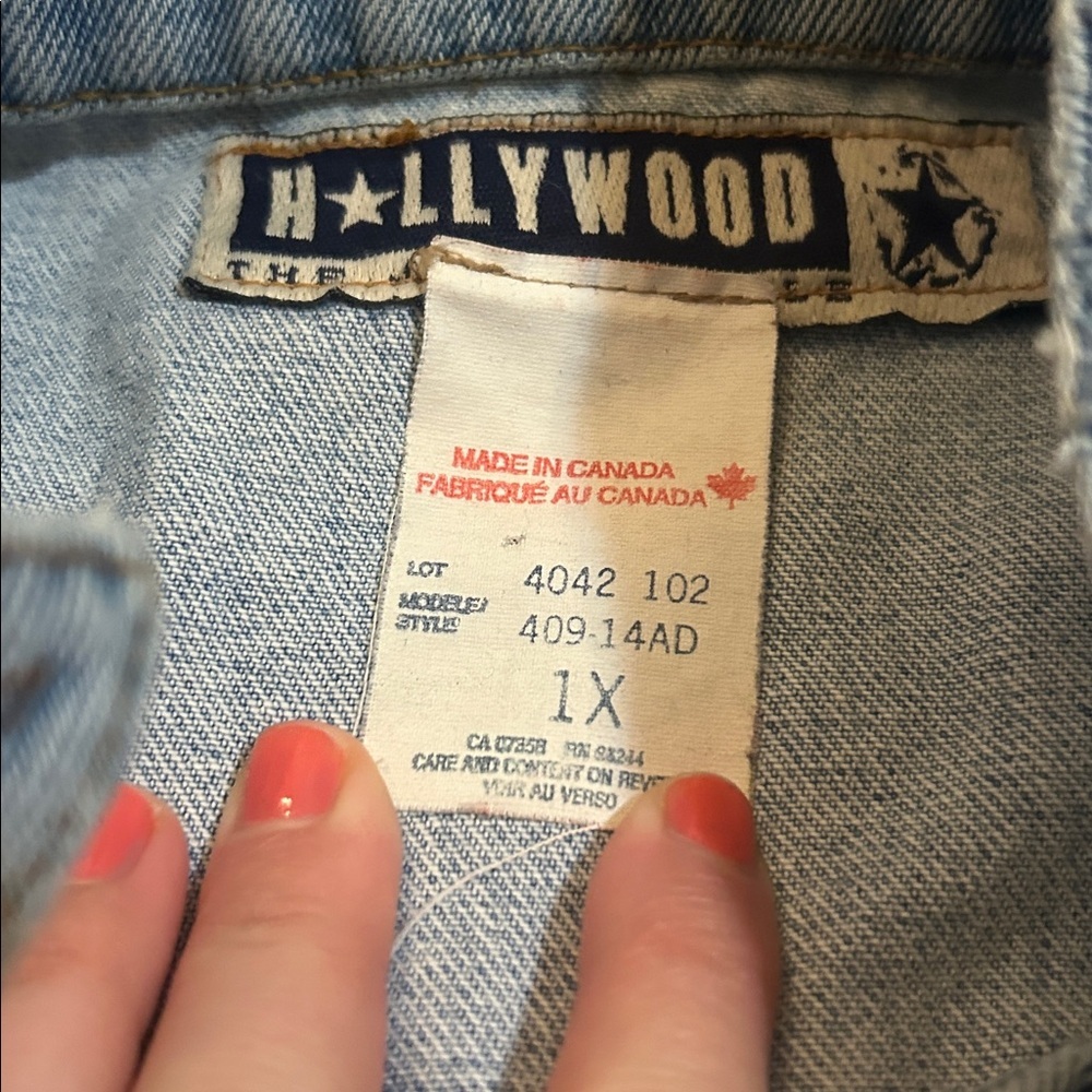 90’s Hollywood Jeans Vintage Denim Jean Jacket - Picture 4 of 6
